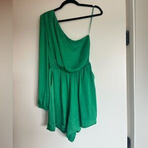 Green One-Shoulder Romper